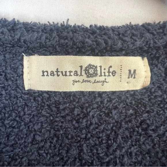 Natural Life Button Up Cardigan Sweater Navy Blue Womens Sz M Cozy Fuzzy Boho - Picture 4 of 7